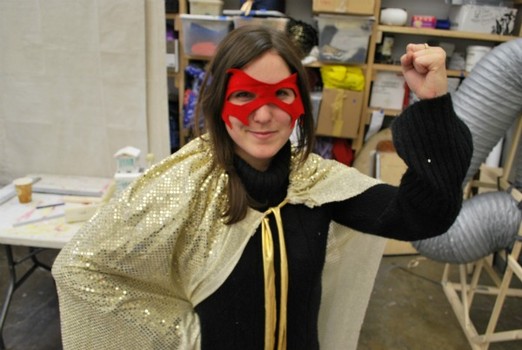 Artist and filmmaker Giuliana Pinto helped create this sparkling gold cape and many other costume pieces that Occupy Wall Street demonstrators will wear on Halloween.